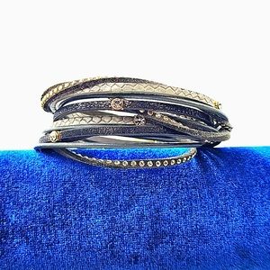 Saachi Leather Rhinestone Cuff